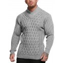 Men's Pullover Sweater Jumper Waffle Knit Knitted Solid Color Stand Collar Stylish Basic Daily Holiday Fall Winter White Black M L XL / Long Sleeve