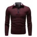 Men's Pullover Jumper Knit Braided Solid Color Stand Collar Casual Outdoor Winter Blue Wine XS S M / Long Sleeve / Regular Fit / Long Sleeve