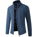 Men's Sweater Cardigan Jumper Knit Knitted Braided Solid Color Stand Collar Vintage Style Soft Daily Fall Winter Blue Wine XS S M / Long Sleeve / Regular Fit / Long Sleeve
