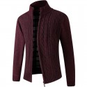 Men's Sweater Cardigan Jumper Knit Knitted Braided Solid Color Stand Collar Vintage Style Soft Daily Fall Winter Blue Wine XS S M / Long Sleeve / Regular Fit / Long Sleeve