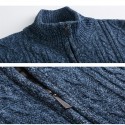 Men's Sweater Cardigan Jumper Knit Knitted Braided Solid Color Stand Collar Vintage Style Soft Daily Fall Winter Blue Wine XS S M / Long Sleeve / Regular Fit / Long Sleeve