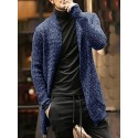 Men's Cardigan Jumper Knit Knitted Solid Color Open Front Stylish Vintage Style Daily Fall Winter Black Blue S M L / Long Sleeve / Long Sleeve