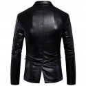 Men's Faux Leather Jacket Professional Winter Regular Coat Shirt Collar Jacket Long Sleeve Solid Colored Black Brown
