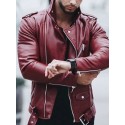 Men's Jacket Outdoor Street Daily Spring Fall Regular Coat Regular Fit Thermal Warm Windproof Breathable Streetwear Sporty Casual Jacket Long Sleeve Solid Color Pocket Black Wine / Faux Leather