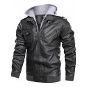 Men's Jacket Outdoor Street Daily Fall Winter Regular Coat Regular Fit Rain Waterproof Breathable Streetwear Sporty Casual Jacket Long Sleeve Plain Pocket Full Zip Black Gray Brown / Faux Leather