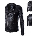 Men's Faux Leather Jacket Daily Weekend Fall Winter Short Coat V Neck Slim Streetwear Punk & Gothic Jacket Long Sleeve Solid Colored White Black