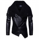 Men's Jacket Daily Fall & Winter Regular Coat Stand Collar Slim Punk & Gothic Jacket Long Sleeve Solid Colored Black