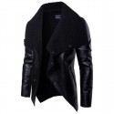 Men's Jacket Daily Fall & Winter Regular Coat Stand Collar Slim Punk & Gothic Jacket Long Sleeve Solid Colored Black