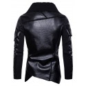 Men's Jacket Daily Fall & Winter Regular Coat Stand Collar Slim Punk & Gothic Jacket Long Sleeve Solid Colored Black