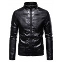 Men's Jacket Business Going out Fall Winter Regular Coat Regular Fit Waterproof Windproof Warm Streetwear Business Jacket Long Sleeve Solid Color Pocket Black / Faux Leather