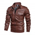Men's Faux Leather Jacket  Motorcycle Jackets Black Bomber Jacket Casual Daily Outdoor Work Black Brown Fall Winter Comfortable
