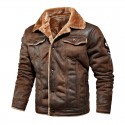 Men's Jacket Daily Winter Regular Coat Regular Fit Casual Jacket Long Sleeve Solid Colored Embroidered Black Khaki Brown