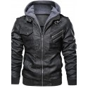 Men's Faux Leather Jacket Daily Regular Coat Hooded Regular Fit Jacket Long Sleeve Color Block Black Gray Brown