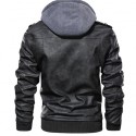 Men's Faux Leather Jacket Daily Regular Coat Hooded Regular Fit Jacket Long Sleeve Color Block Black Gray Brown