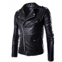 Men's Faux Leather Jacket Party Daily Sports Fall Winter Regular Coat Notch lapel collar Regular Fit Streetwear Punk & Gothic Jacket Long Sleeve Color Block Solid Colored White Black Brown / Work