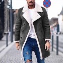 Men's Jacket Teddy Coat Daily Going out Fall Winter Long Coat Regular Fit Thermal Warm Windproof Warm Streetwear Casual Jacket Long Sleeve Color Block Patchwork Pocket Green Black Gray / Faux Fur