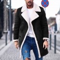 Men's Jacket Teddy Coat Daily Going out Fall Winter Long Coat Regular Fit Thermal Warm Windproof Warm Streetwear Casual Jacket Long Sleeve Color Block Patchwork Pocket Green Black Gray / Faux Fur