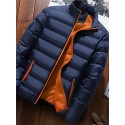Men's Padded Regular Coat Regular Fit Jacket Solid Colored Wine Black Navy Blue