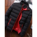 Men's Padded Regular Coat Regular Fit Jacket Solid Colored Wine Black Navy Blue