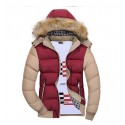 men's winter snow puffer coats fur hooded thick -padded quilted warm down jacket