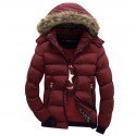 men's winter snow puffer coats fur hooded thick -padded quilted warm down jacket