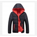 Men's Coat Coat Slim Fit Jacket Solid Color Colorful   Winter Parka Black+Green Red+Black Black / Orange
