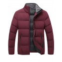 Men's Parka Outdoor Street Daily Fall Winter Regular Coat Stand Collar Regular Fit Warm Breathable Sporty Casual Jacket Long Sleeve Plain Pocket Full Zip Black Blue Wine / Going out