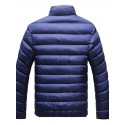Men's Parka Outdoor Street Daily Winter Regular Coat Stand Collar Regular Fit Warm Breathable Sporty Casual Jacket Long Sleeve Solid Color Pocket Full Zip Black Blue Royal Blue / Going out