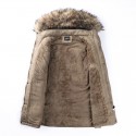 men's winter warm coat hooded outdoor thick jackets with removable faux fur collar hood-black-xs