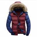 men's heavy weight winter coat with fur hood mens parka parker padded lined winter jacket faux fur hooded coat red
