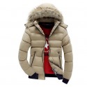 men's heavy weight winter coat with fur hood mens parka parker padded lined winter jacket faux fur hooded coat red