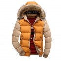 men's heavy weight winter coat with fur hood mens parka parker padded lined winter jacket faux fur hooded coat red