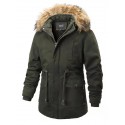 Men's Parka Daily Winter Regular Coat Stand Collar Loose Fit Thermal Warm Windproof Breathable Lightweight Elegant Jacket Long Sleeve Solid Color Drawstring Black Khaki Army Green