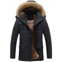 men's winter cold-proof sherpa lined down alternative parka jacket removable fur hood (large, 10-black)
