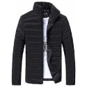 men warm stand collar slim winter zip outerwear jacket (l, gray)