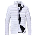 men warm stand collar slim winter zip outerwear jacket (l, gray)