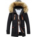 men lengthened fur hooded down coats heavy parka winter jackets blue l