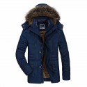 Men's Parka Outdoor Street Daily Fall Winter Long Coat Regular Fit Thermal Warm Breathable Sporty Casual Jacket Long Sleeve Solid Color Fur Trim Pocket Black Blue Army Green / Full Zip / Going out