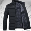 Men's Parka Jacket Outdoor Street Daily Winter Regular Coat Stand Collar Regular Fit Warm Breathable Sporty Casual Jacket Long Sleeve Solid Color Pocket Full Zip Black Blue / Cotton