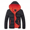 men's hooded winter coat warm puffer jacket thicken cotton mountain waterproof ski jacket windproof warm snow coat(orange,medium)