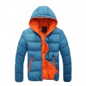 men's hooded winter coat warm puffer jacket thicken cotton mountain waterproof ski jacket windproof warm snow coat(orange,medium)