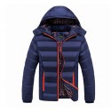 Men's Padded Long Coat Loose Jacket Solid Colored Blue Black Red