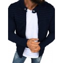 mens long sleeve striped pleated coat solid color cardigan jacket zip up outwear (grey, m)