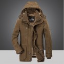 Men's Parka Outdoor Street Daily Fall Winter Long Coat Regular Fit Thermal Warm Breathable Sporty Casual Jacket Long Sleeve Solid Color Fur Trim Pocket Green Blue Khaki / Full Zip / Cotton