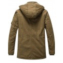 Men's Parka Outdoor Street Daily Winter Regular Coat Stand Collar Regular Fit Warm Breathable Sporty Casual Jacket Long Sleeve Solid Color Pocket Full Zip Black Army Green Khaki / Cotton / Going out