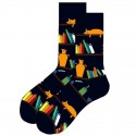 1 Pair Men's Socks Cute Fashion Novelty Colorful Socks Sports Outdoor Black and Yellow hosiery ankle socks