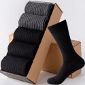 Men's 5 Pairs Socks Casual Socks Comfort Solid Colored Medium Fall & Winter Multi color Black 4 Black 1