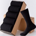 Men's 5 Pairs Socks Casual Socks Comfort Solid Colored Medium Fall & Winter Multi color Black 4 Black 1