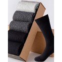 Men's 5 Pairs Socks Casual Socks Comfort Solid Colored Medium Fall & Winter Multi color Black 4 Black 1