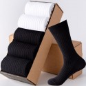 Men's 5 Pairs Socks Casual Socks Comfort Solid Colored Medium Fall & Winter Multi color Black 4 Black 1